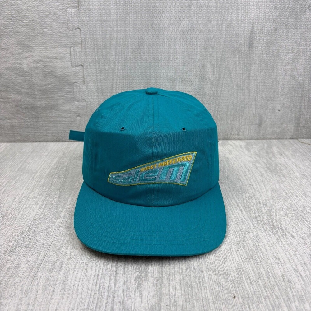 Vintage Salem Cigarettes Hat Cap‎ Strap Back Teal Blue Smoking Promo